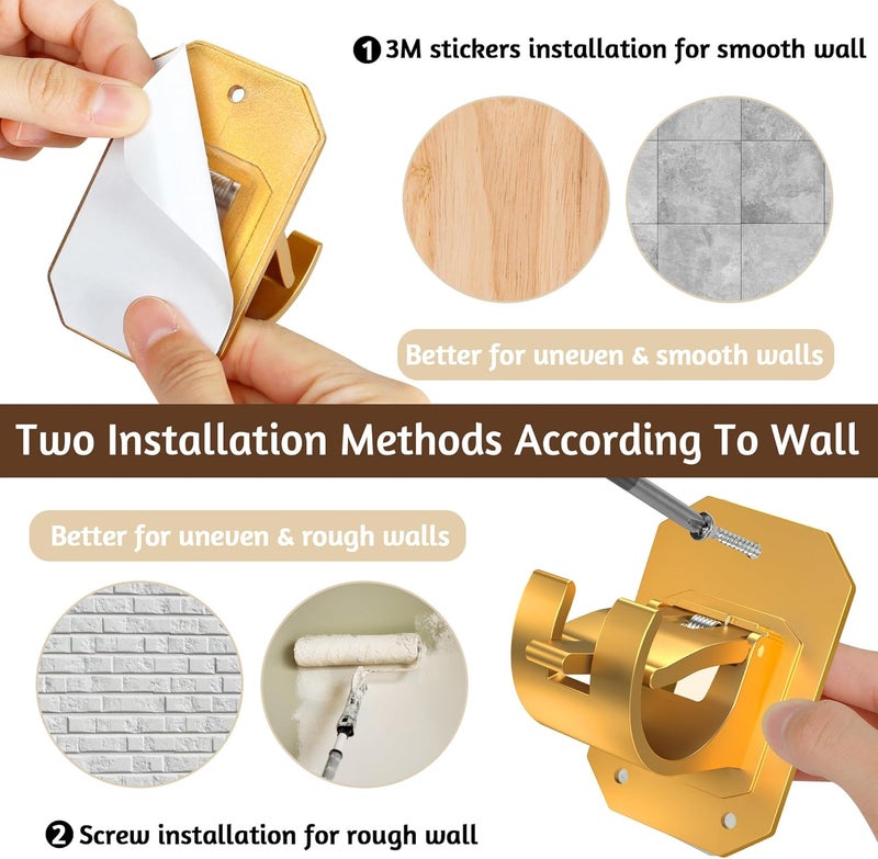 Codoule 4PCS No Drill Curtain Rod Brackets,Curtain Rod Holders No Drilling,Adhesive Curtain Rod Hooks - Image 4